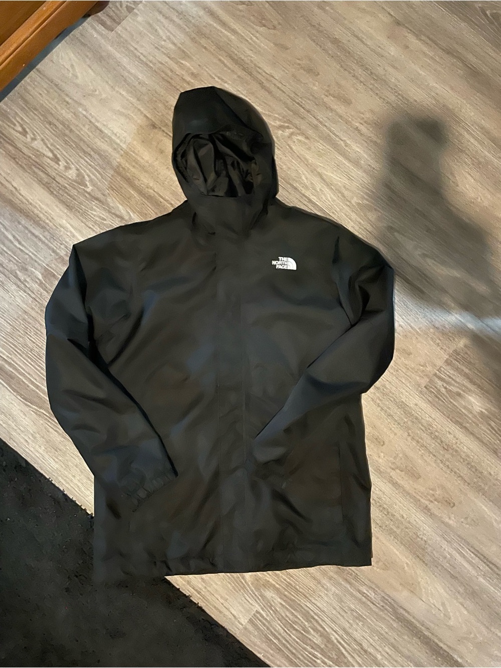 The North Face Black Hooded Raincoat with Chest Logo